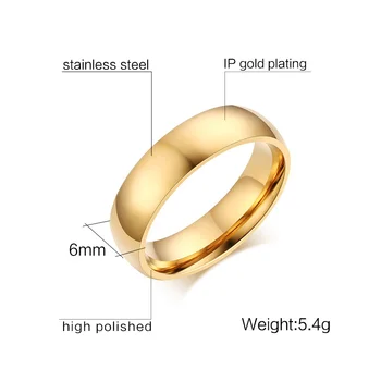 10stk Engros-6.0 mm Classic Ring i Rustfrit Stål Bryllup Glat Smykker Giver Bland Størrelse