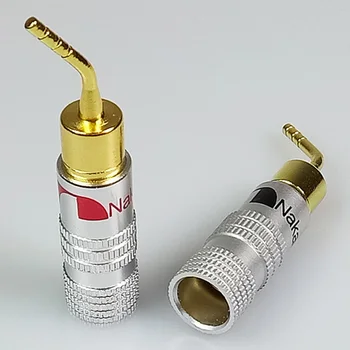 10stk Forgyldt 2mm PIN-Vinklet Nakamichi Banan Stik 24K Ren Kobber Banan Højttaler Stik Audio-Stik 5 Par Rød+Sort