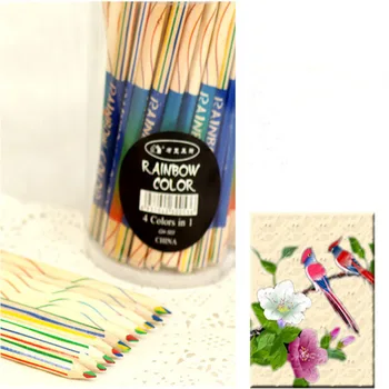 10stk Kawaii Rainbow Blyant Kreative 4-Farve i 1 Blyant Trekant Træ-Farve Blyant Maleri Pen Skole Kontorartikler Gave