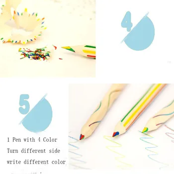 10stk Kawaii Rainbow Blyant Kreative 4-Farve i 1 Blyant Trekant Træ-Farve Blyant Maleri Pen Skole Kontorartikler Gave