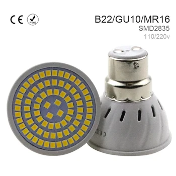 10STK LED Pære E27 Majs Lampe E14 220V GU10 Spotlight Plast 48 60 80leds MR16 led Lys energibesparelser SMD2835 B22 5W 9W 7W