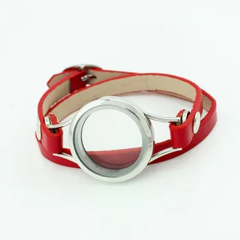 10stk/lot 14 farver 30mm skrue sølv rustfrit stål, der lever flydende medaljon læder armbånd til kvinder smykker