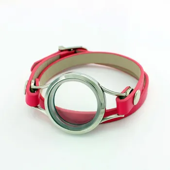 10stk/lot 14 farver 30mm skrue sølv rustfrit stål, der lever flydende medaljon læder armbånd til kvinder smykker