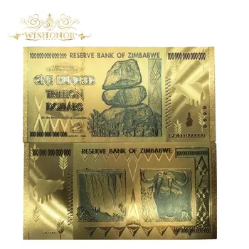 10stk/lot Bedste Pris For Zimbabwe Hundrede Milliarder Sedler i 24k Forgyldt Falske Papir Penge Til Souvenir Gaver