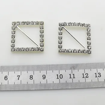 10stk/Masse 27MM Pladsen Sølv Kunstig Krystal Metal Diamante Spænder for Sko, Kvinder Tøj Bælte Bånd Håndværk Bryllup Indretning