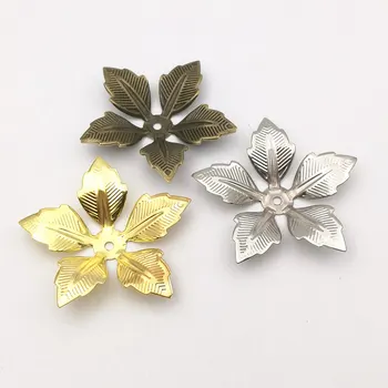10stk/masse 43mm Guld farve/Hvid K/Antik bronze Metal Filigran Blomster Skive Charms Indstilling Hår Smykker DIY Komponenter B100780