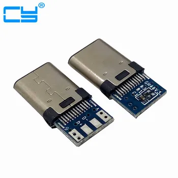 10stk/Masse DIY 24pin USB 3.1 Type C USB-C Mandlige svejsning lodning Stik SMT-Type