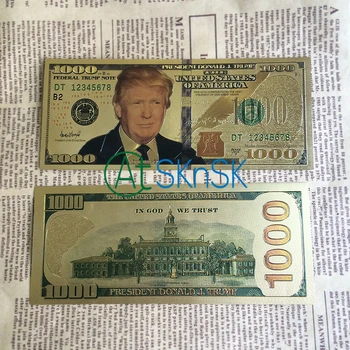 10stk/masse Donald Trump AMERIKANSKE Dollar Guld Seddel Sæt 24k Forgyldt 1000 USD Sedler, Guld Folie Bill