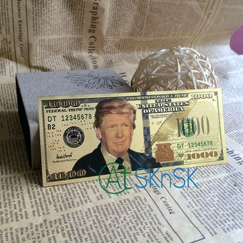 10stk/masse Donald Trump AMERIKANSKE Dollar Guld Seddel Sæt 24k Forgyldt 1000 USD Sedler, Guld Folie Bill
