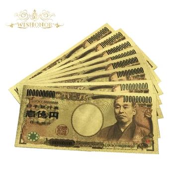 10stk/masse Farve Japan Pengesedler Hundrede Millioner Yen, Guld Sedler i 24k Guld Til Hus Dekorationer