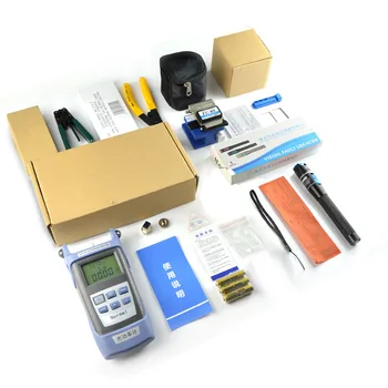 10stk/masse FTTH Tool Kits med FC-6S Fiber Cleaver og Optisk Power Meter 1mW Visuelle Fejl Locator Kabel Stripper