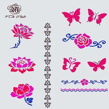10stk/masse Kvinde, Kvindelige Tattoo Stencils Skabelon,Airbrush Glitter Tattoo Stencil Blomst Hjerte Butterfly Armbånd Små Søde Maling