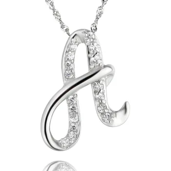 10stk/masse Mode Smykker Crystal Brev, Et Vedhæng Halskæde i Sølv Bogstaver Halskæde med Gratis Kæde Smykker
