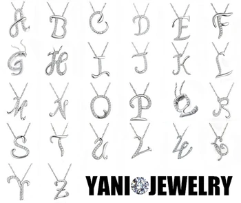 10stk/masse Mode Smykker Crystal Brev, Et Vedhæng Halskæde i Sølv Bogstaver Halskæde med Gratis Kæde Smykker