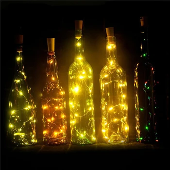10stk/masse Vin Flaske Lys 75CM 1M 2M Cork Formet LED kobbertråd String Lys, julelys til Festival Wedding Party