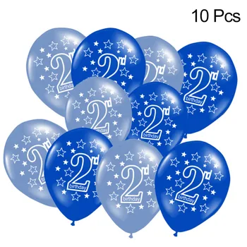 10stk/sæt Baby Glad 2nd Birthday Party Balloner 12 Inches 2nd Kid ' s Fødselsdag Dekorative Balloner 2 Farver Gaver Til Børn