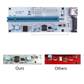 10stk VER008S 3 i 1 Molex 4Pin SATA 6PIN PCIE PCI-E port til PCI Express-Riser-Kort 1x til 16x USB 3.0 Kabel Til Minedrift BTC Miner