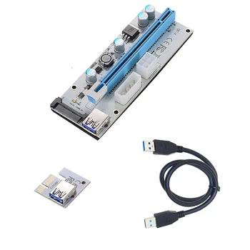 10stk VER008S 3 i 1 Molex 4Pin SATA 6PIN PCIE PCI-E port til PCI Express-Riser-Kort 1x til 16x USB 3.0 Kabel Til Minedrift BTC Miner