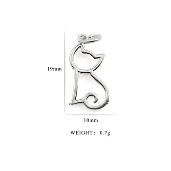 10x19mm 925 sterling sølv sød kat vedhæng til Kvinder, Sterling Sølv Smykker, Halskæde og armbånd tilbehør