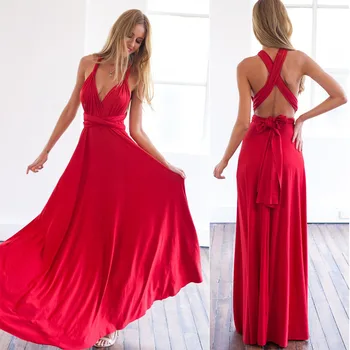 11 farve 2017 sommeren sexede kvinder maxi kjole rød forbinding lang kjole sexet Multiway Brudepiger Konvertible Kjole robe sofa femme