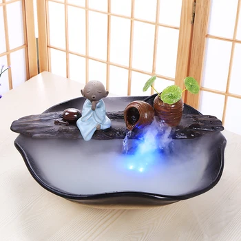 110V - 220V DIY-Kreative Buddha Luft Luftfugter Aromaterapi Vand Springvand Feng Shui Heldig Home Decor Fisk Tank Figur Forstøver