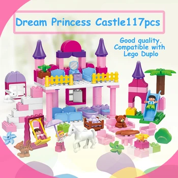 117PCS Princess Castle partikel byggesten DIY legetøj Tidlig Læring legetøj til piger selvlåsende blokke kompatibel med dduplo