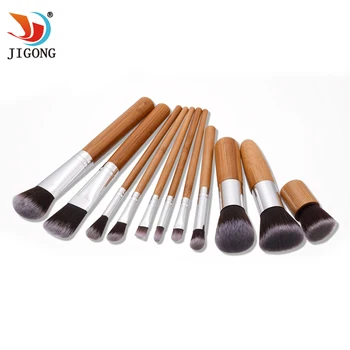 11pcs Naturlige Bambus Professionel Makeup Pensler Sæt Foundation Blending Brush Tool Kosmetiske Makeup Kits Sat Brusher
