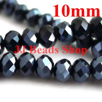 12.2 USD/360pcs 10mm AAA bedste kvalitet krystal glas 5040 rondelle perler sort hæmatit farve 360pcs/masse R0100435