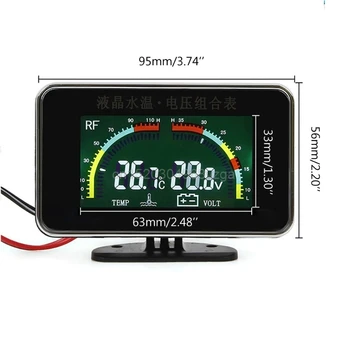 12-24V Bil 2in1 Digitalt LCD-Display, Voltmeter Kits Måle Vandets Temperatur Måleren Digital Bil Voltmeter #H028# Drop shipping