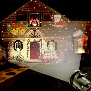12 Mønstre Jul Laser Lys Snefnug Projektor Udendørs LED IP65 Vandtæt Hjem Have Stjernede Lampe Dekoration Disco Lys