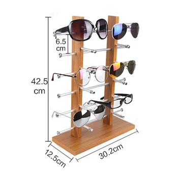 12 Par Briller Display Rack Træ Aftagelig Dobbelt Række Solbriller Viser Stå Modtage Smykker, Briller Frame Vise Hylde