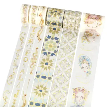 12 Rokoko Stempling Serie Folie Guld Washi Tape DIY Dekoration Scrapbooking Planner Masking Tape Tape DIY-Arts & Crafts