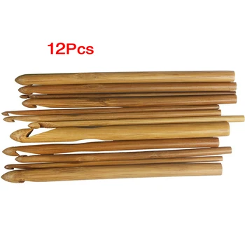 12 størrelser hæklenåle 3.0 10mm bambus strikkepinde