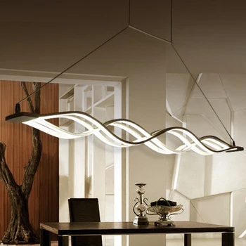 120CM Hvid Sort moderne pendel lys til stuen, stue køkken dæmpbar led pendel lamparas Bølge form