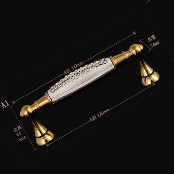 128mm fashion deluxe-glas diamant møbler håndtere guld, Køkken, garderobe skab håndtag pull K9 krystal-træk knappen 5