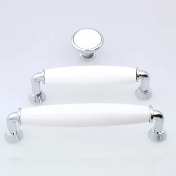 128mm moderne simple mode, møbler håndtag hvid keramik kommode køkkenskab håndtag silver chrome skuffe greb 5