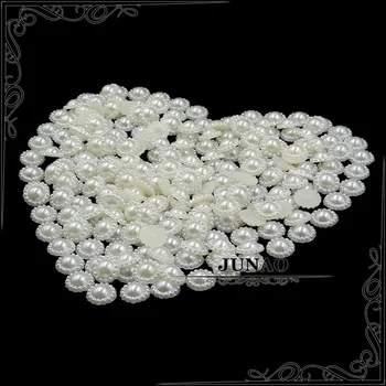 12mm Hvid Farve Halv ABS Pearl Blomster, Perler, Facetslebet Flatback Scrapbog For Smykker at Gøre Tøjet Dekorationer 300pcs