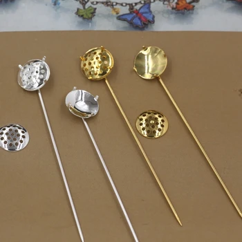 12mm Runde Broche Base Sølv/Guld Farve Lange Broche Revers Pin Base Indstillinger DIY Smykker at Gøre 20PCS