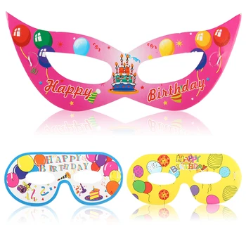 12PCS fødselsdagsfest Tegnefilm Maske Dans Vis Forbrugsstoffer Børns Dekorative Glas Viser Rekvisitter, Papir Beskyttelsesbriller Gratis Fragt