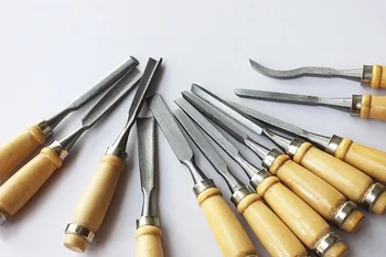 12pcs professionel/set Wood Carving Værktøj legering blade høj hårdhed Håndværk Gravering Kniv sæt til at Skære træ Mejsel Knive