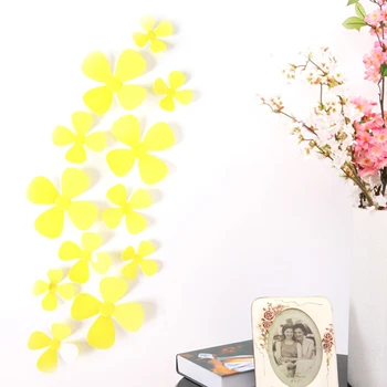 12Pcs/Set PVC 3D Moderne Blomst Wall Stickers Hjem Dekoration Tilbehør Til stuen DIY 8 Farver vægoverføringsbilleder Indretning Y45