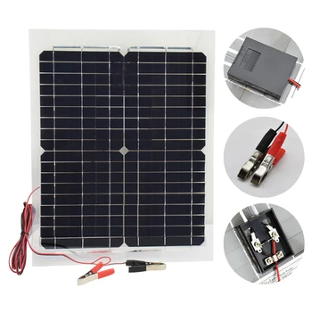 12V 20W Monokrystallinske Solcelle Panel med 10A Controller Oplader og 2 stk Led-Lampe Genopladeligt Batteri, Oplader, Solar Celler