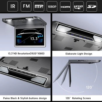 13,3 tommer HD Media Player Tag Monitor med USB SD-HDMI-IR FM-senderen MP5 Afspiller