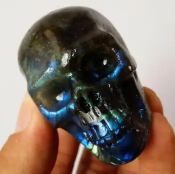 134g Naturlige Hånd Hugget Multi-Farve Labradorit Crystal Skull