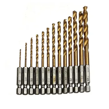 13pcs/masse Twist Boret HSS-Titanium Belagt-Boret Sæt 1/4 Sekskantet Skaft med 1,5 til 6,5 mm,hurtig Forandring Metal boring Værktøj til Træbearbejdning