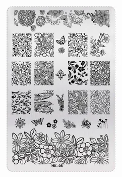 14.5*9,5 cm Stamping Nail Art-Billede Plade Design Rektangel XL Stencil metal blonder blomster mønstre manicure skabelon stencil HK08