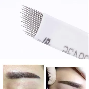 14 Pin Permanent Makeup Øjenbryn Tatovering Blade Microblading Nåle trådtrækning øjenbryn nål