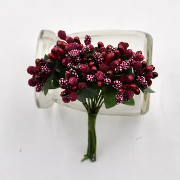 144pcs Mini pearl Berry Kunstige Støvdrager Blomster Til Bryllup, boligindretning Støvvej DIY krans Scrapbooking Håndværk Falske Blomster