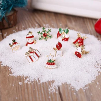15 Farver Mode Sløjfeknude Santa Snowflake Bell Små Hjorte Clip-on Øreringe Non Piercing Søde Øreringe Julegave Nye Ankomst