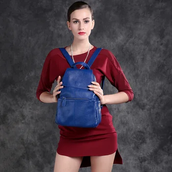 15 Farver Rigtig Blød Ægte Læder Kvinder Rygsæk Fashion Damer Rejse Taske Preppy Stil Schoolbags Til Piger I Høj Kvalitet